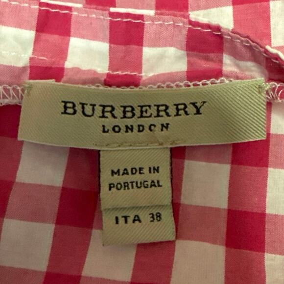 Burberry Women's Pink White Plaid Checkered Sleeveless Peplum Tunic Tank Top 4 - Picture 4 of 5